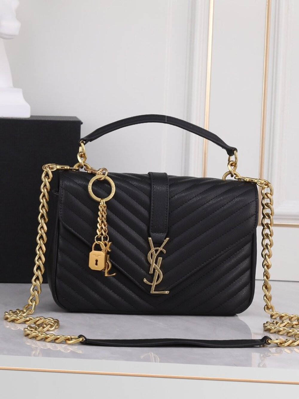 Saint Laurent YSL College Leather Shoulder Bag